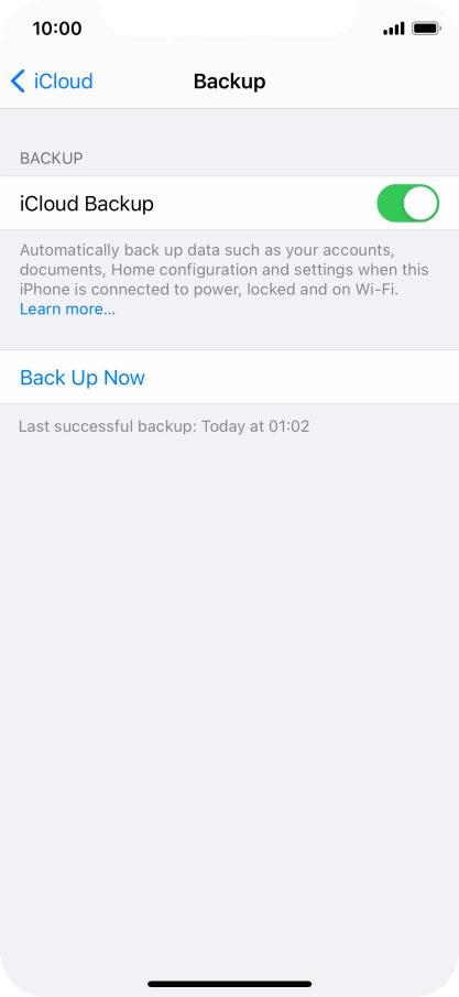 Press Back Up Now and wait while the phone memory is backed up.
