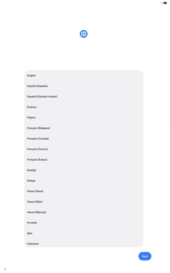 Press the required language.