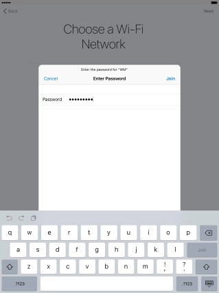 Key in the password for the Wi-Fi network and press Join.