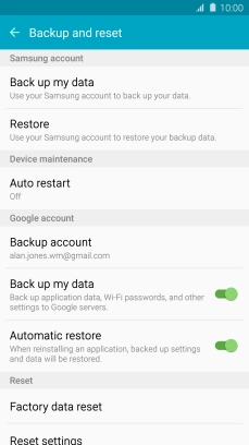 Press Factory data reset.
