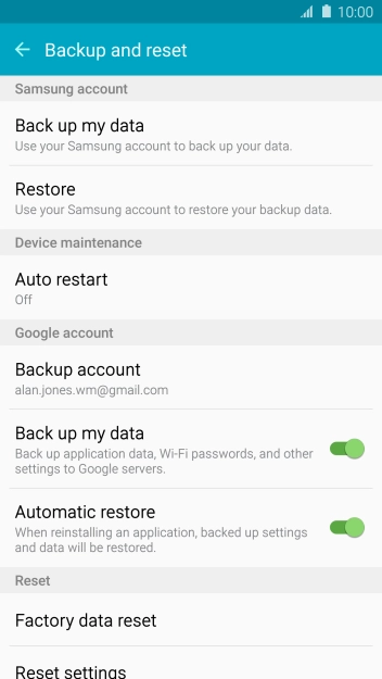 Press Factory data reset.