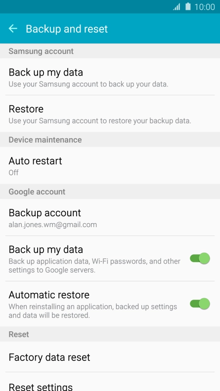 Press Factory data reset.