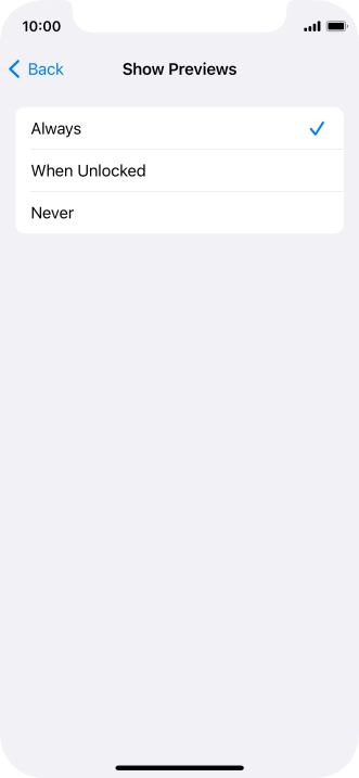 To select notification preview on the lock screen, press Always.