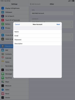 Press Description and key in the required name.