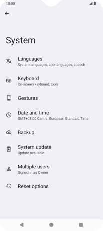 Press System update. If a new software version is available, it's displayed. Follow the instructions on the screen to update the phone software.