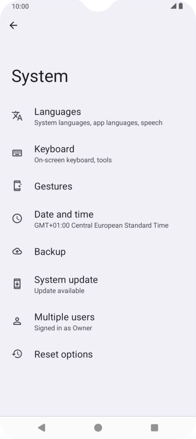 Press System update. If a new software version is available, it's displayed. Follow the instructions on the screen to update the phone software.