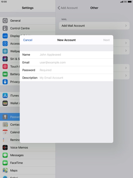 Press Name and key in the required sender name.