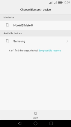 Press the required Bluetooth device and wait while the file is transferred.