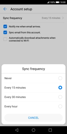 Press the required setting.