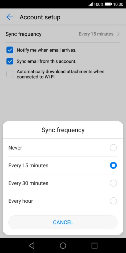 Press the required setting.