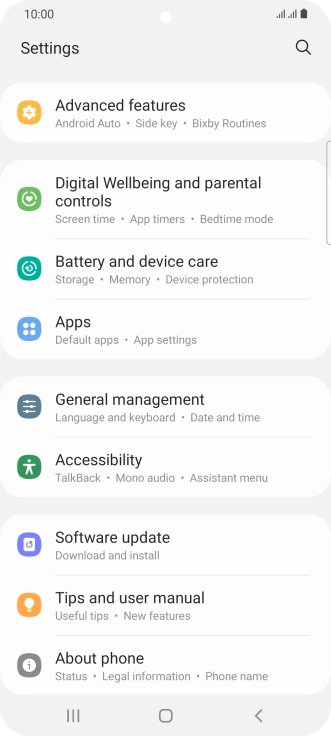 Press Battery and device care.