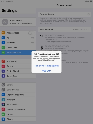If Wi-Fi is turned off, press Turn on Wi-Fi and Bluetooth.