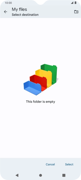 To create a new folder, press the new folder icon and follow the instructions on the screen to create a new folder.