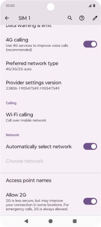 Press Preferred network type.
