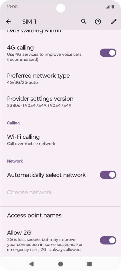 Press Preferred network type.