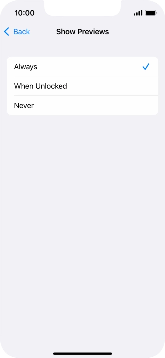 To select notification preview on the lock screen, press Always.