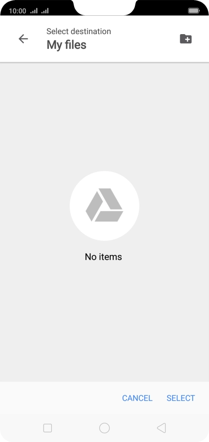To create a new folder, press the new folder icon and follow the instructions on the screen to create a new folder.