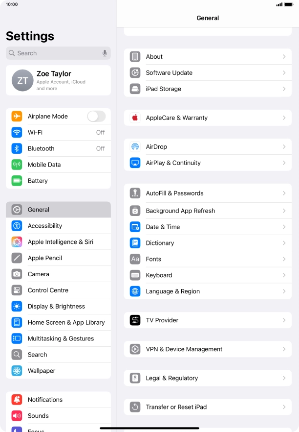 Press Software Update. If a new software version is available, it's displayed. Follow the instructions on the screen to update the tablet software.
