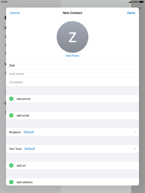 Press Last name and key in the last name.