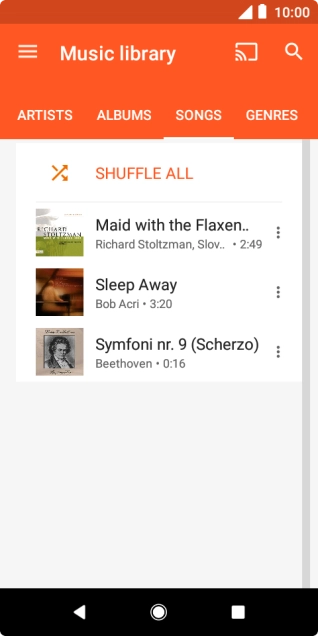 Press the required audio file.