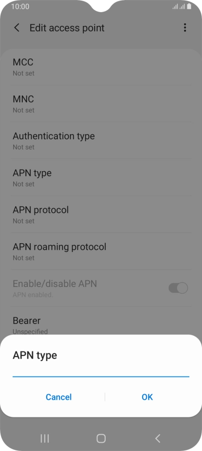 Key in default and press OK.
