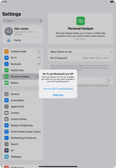 If Wi-Fi is turned off, press Turn on Wi-Fi and Bluetooth.