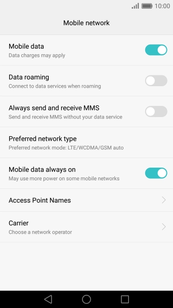 Press Preferred network type.