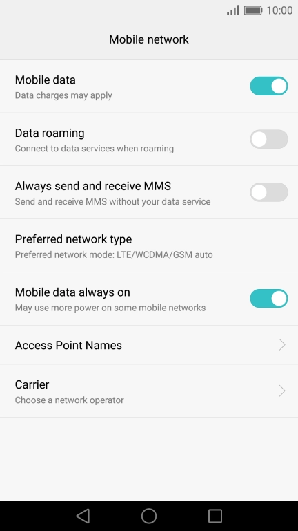 Press Preferred network type.