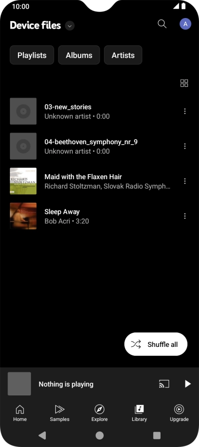 Press the required audio file.