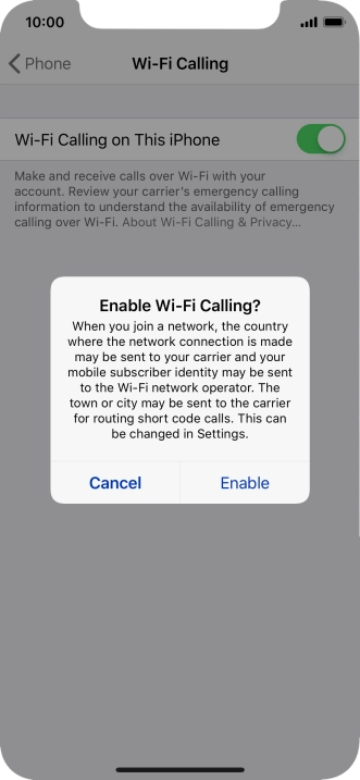 If you turn on the function, press Enable.