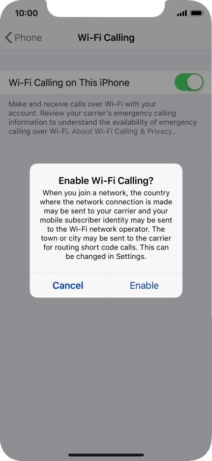 If you turn on the function, press Enable.