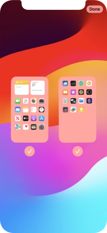Press the fields below the required home screens to select or deselect them.