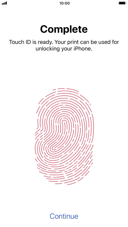 Press Continue. If you haven't previously selected a phone lock code, key in a code of your own choice twice.