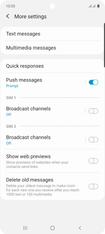 Press Text messages.