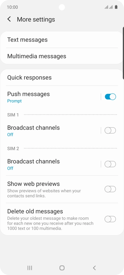 Press Text messages.