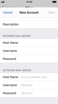 Press Host Name and key in the name of your email provider's outgoing server. Please note that if you can't send email messages when using your email provider's outgoing server, key in smtp.vodafone.net.au (Vodafone's outgoing server).