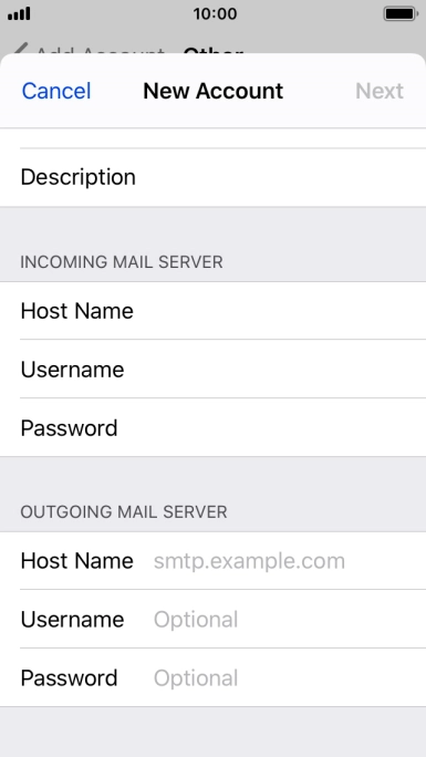 Press Host Name and key in the name of your email provider's outgoing server. Please note that if you can't send email messages when using your email provider's outgoing server, key in smtp.vodafone.net.au (Vodafone's outgoing server).
