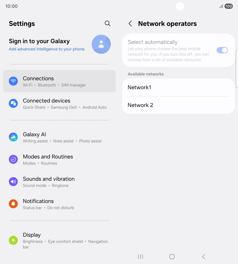 Press the required network.