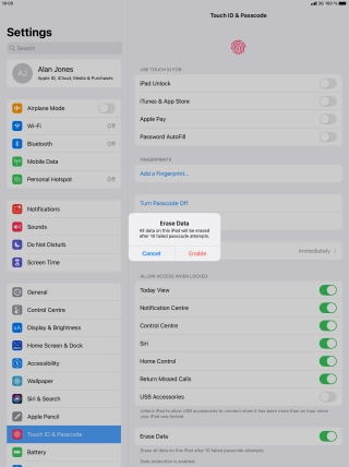 If you turn on the function, press Enable.