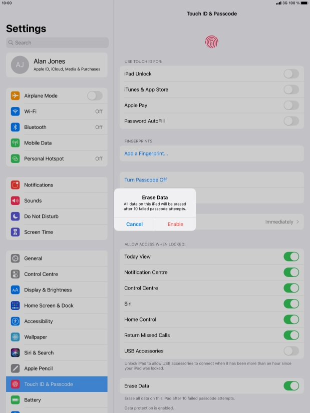 If you turn on the function, press Enable.
