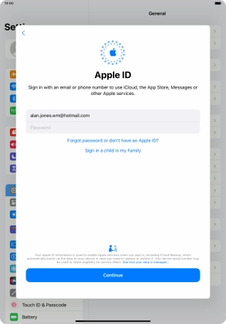 Press Password and key in the password for your Apple ID.