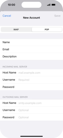 Press Host Name and key in the name of your email provider's incoming server.