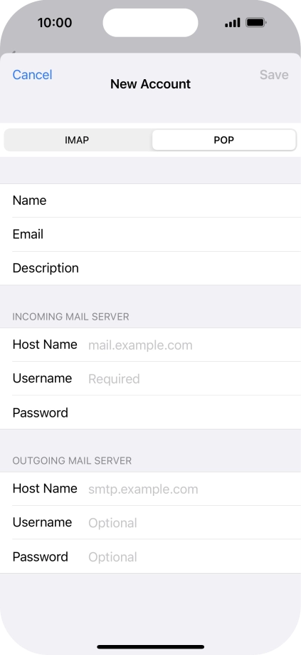 Press Host Name and key in the name of your email provider's incoming server.