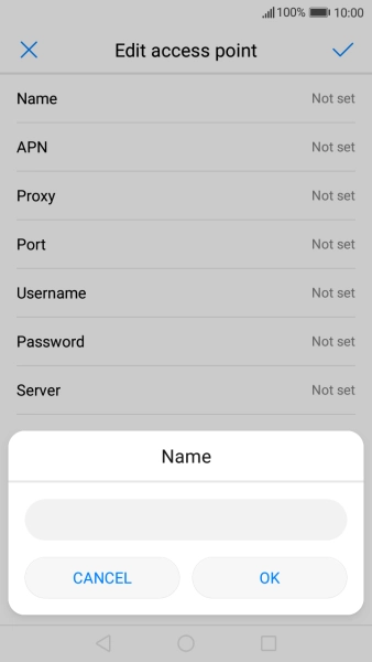 Key in Vodafone Internet and press OK.