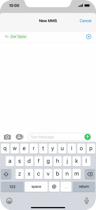 Press the text input field and write the text for your text message.