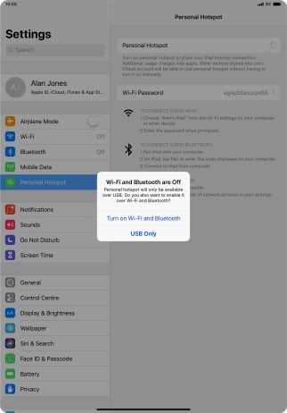 If Wi-Fi is turned off, press Turn on Wi-Fi and Bluetooth.