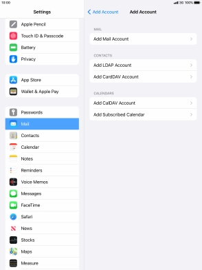 Press Add Mail Account. Press Add Mail Account.