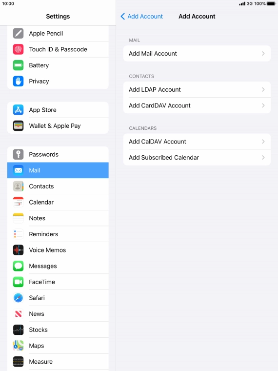 Press Add Mail Account. Press Add Mail Account.