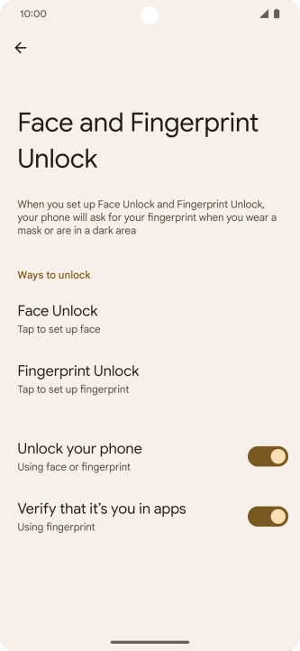 Press Fingerprint Unlock.