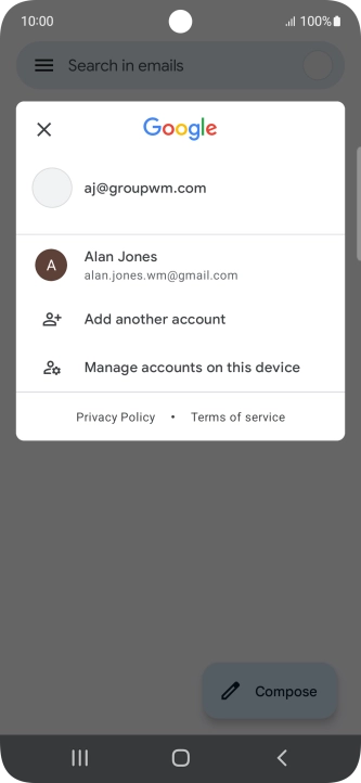 Press the required email account.